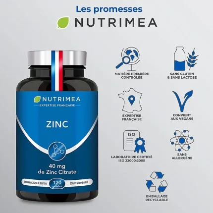 Complément alimentaire de zinc sans gluten sans allergène made in France