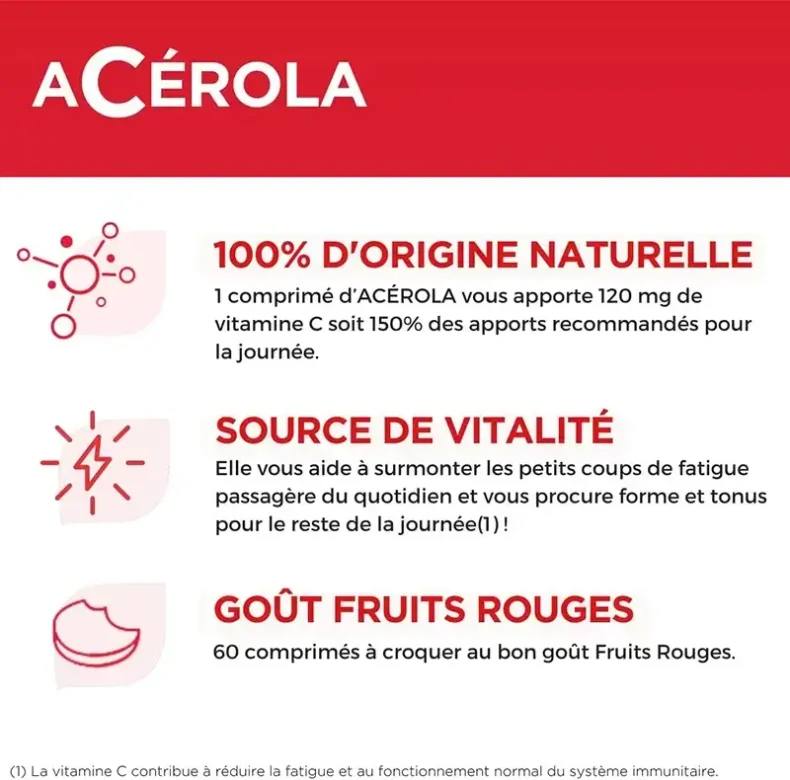 Complément alimentaire vitamine C Acérola origine naturelle
