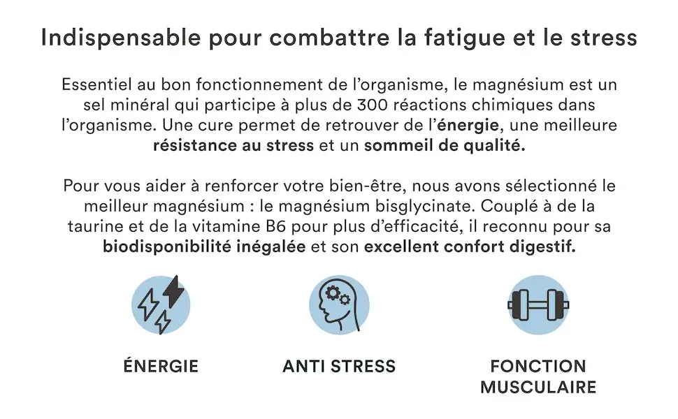 NOVOMA magnésium bisglycinate anti stressn energie et bon fonctionnement musculaires