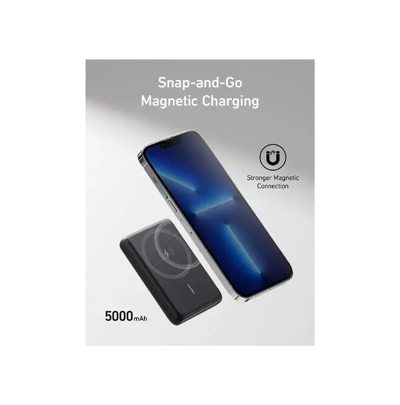 Anker PowerCore Magnetic 5K Chargeur Portable Magnétique sans Fil, Batterie  Externe sans Fil avec Câble USB C pour iPhone 13 Série/i
