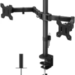BONTEC Support Ecran PC 2 Ecran pour Moniteurs de 13-27 Pouces, Bras Ecran PC Réglable en Hauteur, Inclinable, Rotatif et Pivotant, Charge Maximale de 10kg par Bras, 2 Options de Montage, VESA 75/100