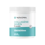 NOVOMA Collagène Marin Poudre Type 1 & 3, Peau Lisse & Articulations Souples, 10g par Portion, Cure de 25 jours, Collagène Breveté Naticol Avec Vitamine C, Pot de 253g Sans arôme, Made in France