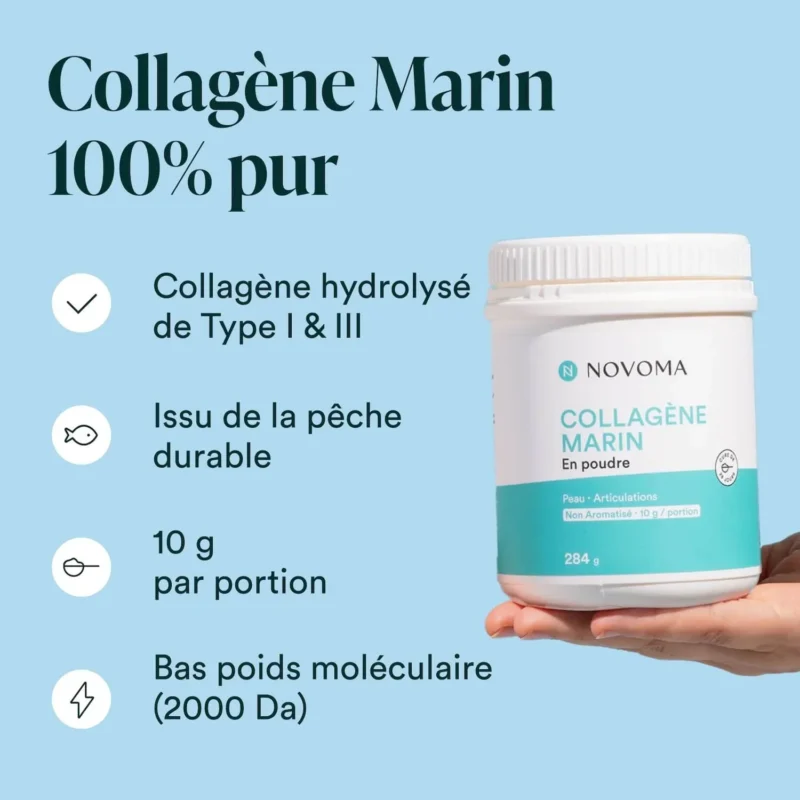 Collagène marin en poudre Novoma, peptides Naticol® de types I et III