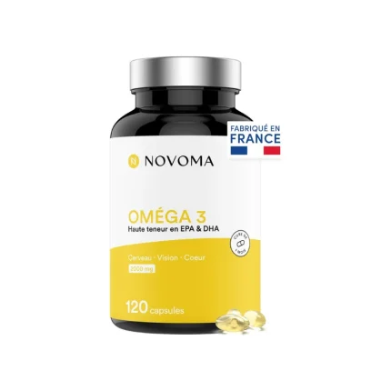 Oméga 3 Huile de Poisson Epax® 2000mg /j, Pure et Concentrée, 120 capsules, Riche en EPA et DHA & Vitamine E - Novoma