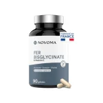 NOVOMA Fer Bisglycinate 14 mg + Vitamine C, Haute Absorption, Immunité & Anti-fatigue, Cure de 3 mois, Complément Alimentaire Fer breveté Ferrochel®, 90 Gélules Vegan, Fabriqué en France