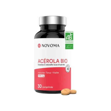 NOVOMA Acerola Bio 1000mg, Riche en Vitamine C Naturelle