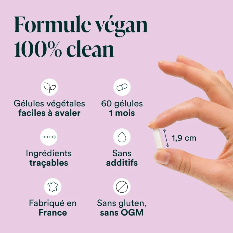 Acide Hyaluronique en formule végane : 60 gélules végétales de 1,9 cm, sans additifs, sans gluten