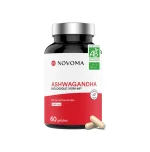 NOVOMA Ashwagandha KSM-66® 1000 mg, Anti-stress & Sommeil, 5% de Withanolides, 60 Gélules Vegan, Fabriqué en France