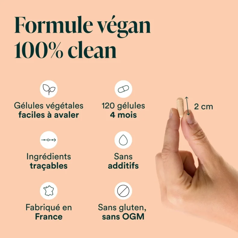 Vitamine B12 en formule végan : gélules végétales, 120 gélules pour 4 mois, sans additifs, sans gluten ni OGM
