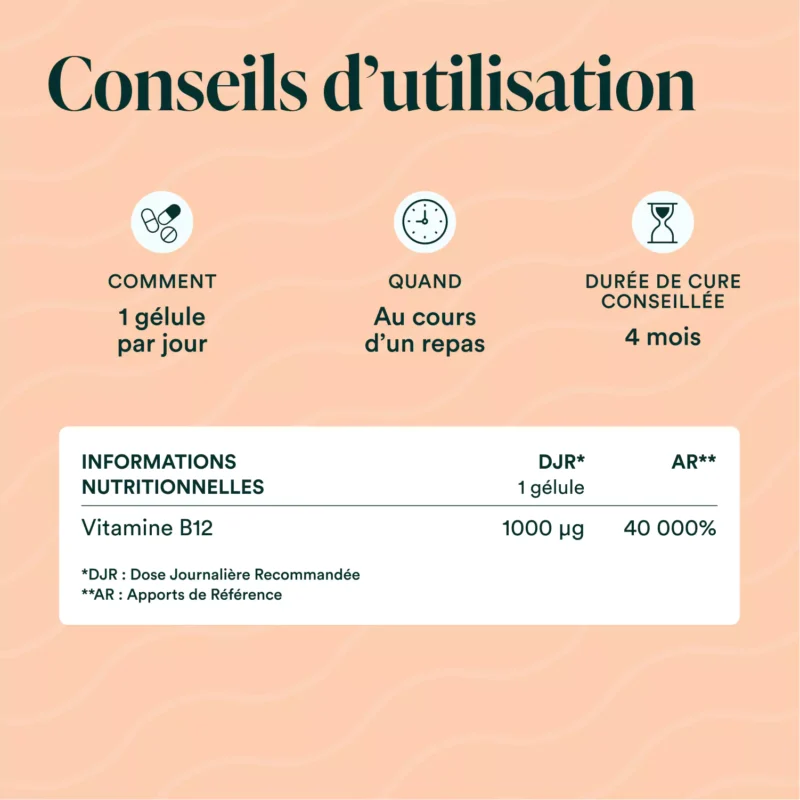 Vitamine B12 Novoma : fatigue et immunité, 120 gélules