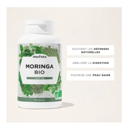 Moringa Bio - Riche en Protéines et Antioxydants - 180 gélules - France